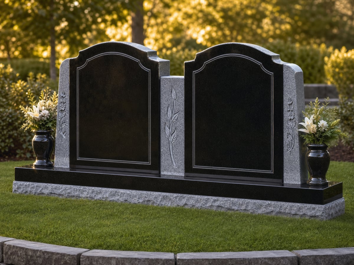 Elegant double granite tombstone