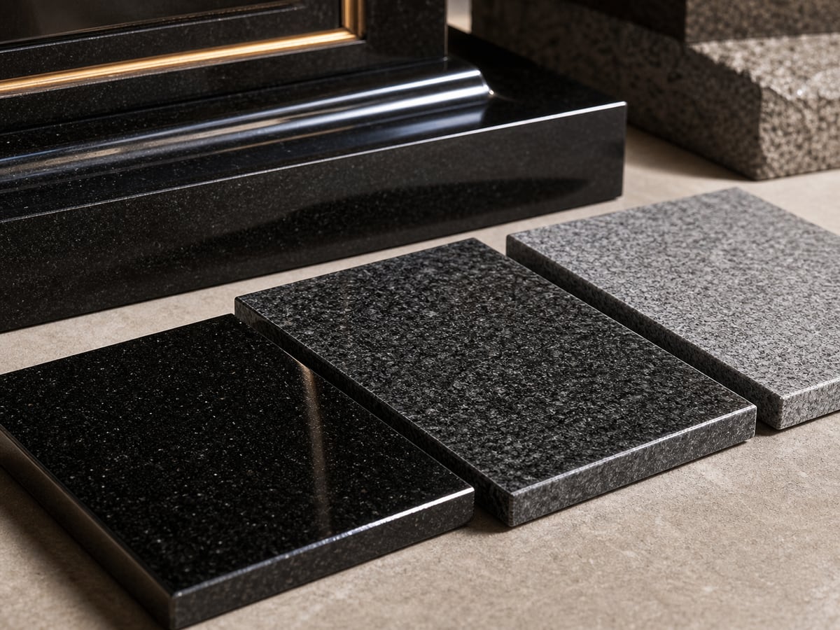 Polished granite finish samples