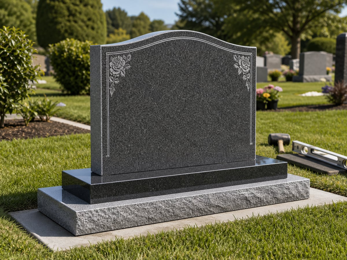 Granite memorial installation scene