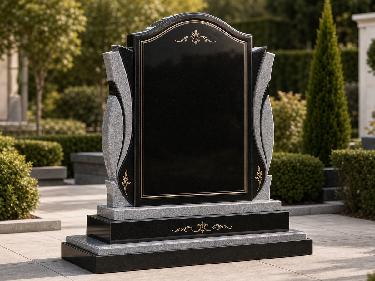 Custom luxury polished granite tombstone