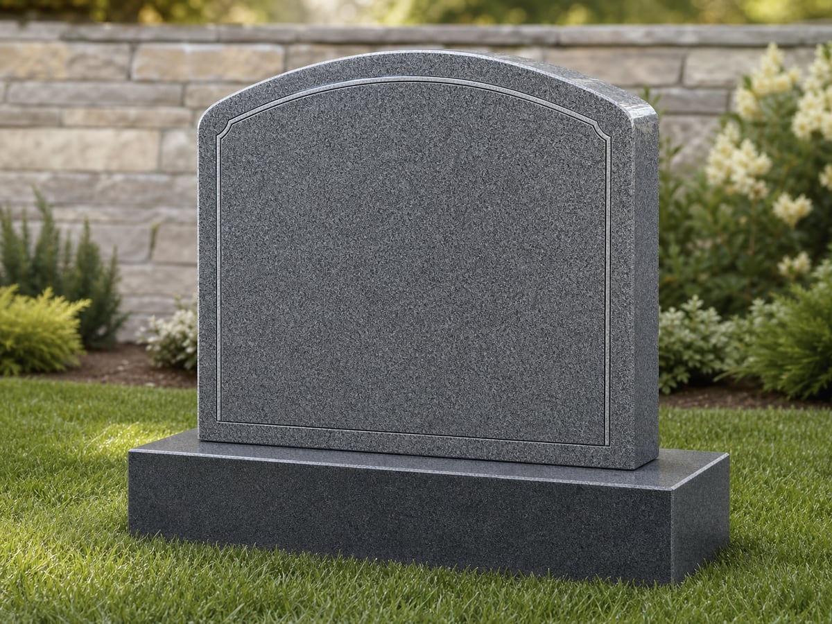 Classic single grey granite tombstone